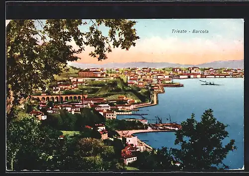 AK Trieste-Barcola, Gesamtansicht mit Hafen