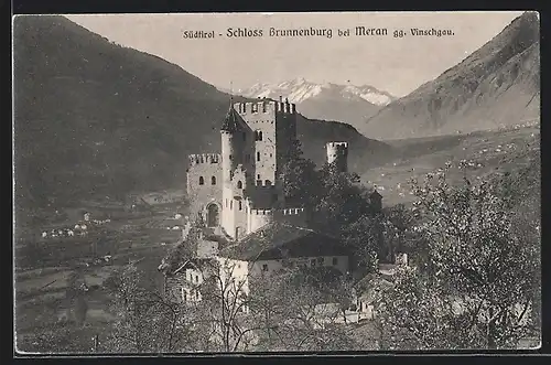 AK Meran, Schloss Brunnenburg gegen Vinschgau