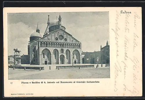AK Padova, Piazza e Basilica di S. Antonio col Monumento al Generale Gattamelata