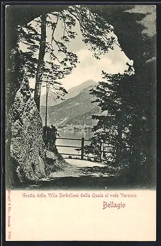 AK Bellagio, Grotta della Villa Serbelloni dalla quale si vede Varenna