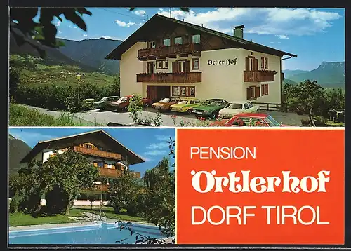 AK Dorf Tirol bei Meran, Pension Örtlerhof, Lingstrasse 26, Eingang