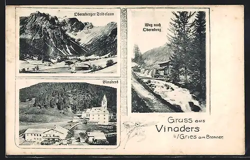 AK Vinaders b. Gries, Obernberger Tribelaun, Weg nach Obernberg