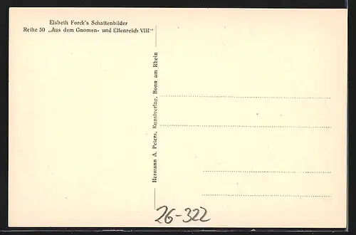 Künstler-AK Elsbeth Forck: Der Störenfried, Kinder werden von Ziegenbock verscheucht, Schattenbild