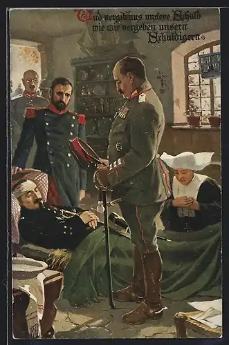 AK Und vergib uns unsere Schuld..., Der Tod söhnt Feinde aus, Sterbender Soldat, Propaganda