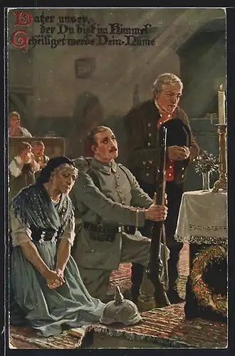 AK Vater unser..., Soldat beim Abschied von der Heimatscholle, Propaganda