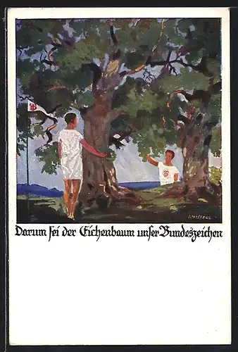 Künstler-AK Otto Amtsberg: Turner unter dem Eichenbaum