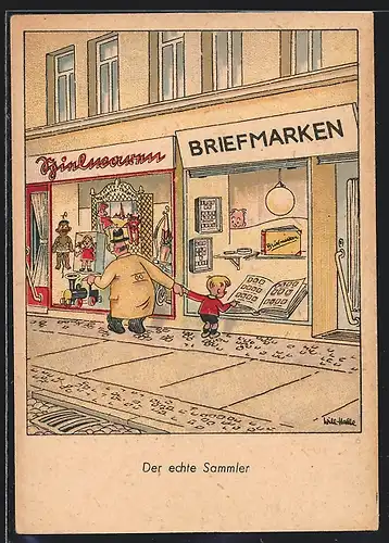 Künstler-AK Will Halle: Der echte Sammler
