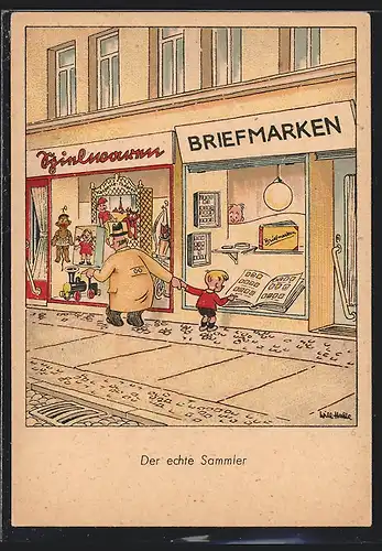 Künstler-AK Will Halle: Der echte Sammler