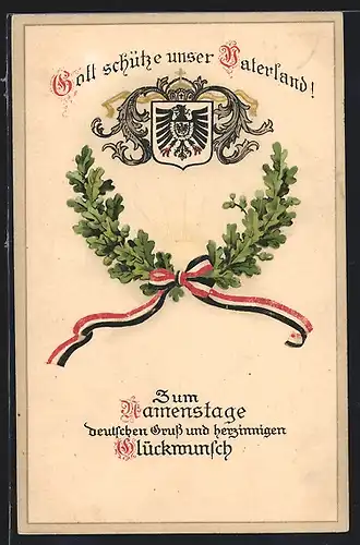 AK Schleife des Deutschen Reichs bindet Eichenkranz, Wappen mit Reichsadler