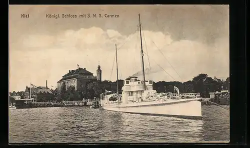 AK Kiel, S.M.S. Carmen vor dem Königl. Schloss