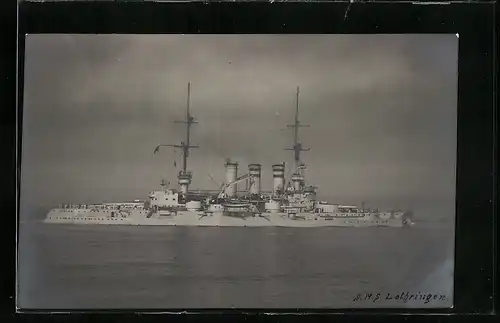 AK Kriegsschiff SMS Lothringen bei ruhiger See