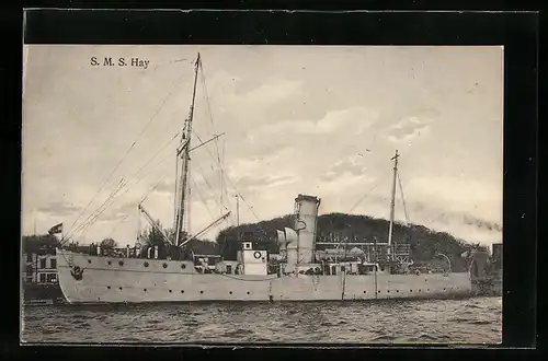 AK Kriegsschiff S. M. S. Hay in Fahrt