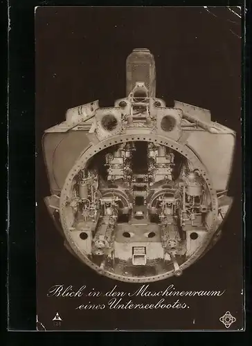 AK Blick in den Maschinenraum eines U-Bootes