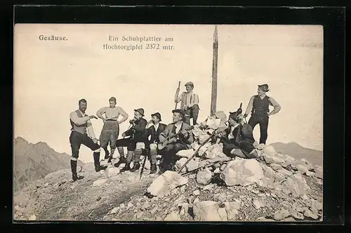 AK Gesäuse, Ein Schuhplattler am Hochtorgipfel, Volkstanz