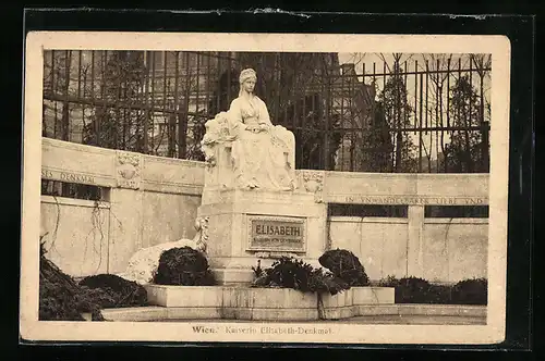AK Wien, Blick auf das Kaiserin Elisabeth (Sissi) Denkmal