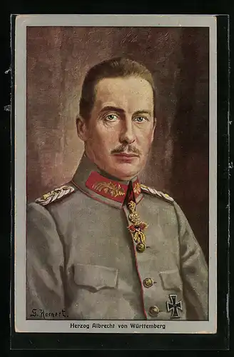 Künstler-AK Herzog Albrecht von Württemberg in Uniform mit Orden