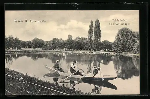 AK Wiener Prater, Teich beim Constantinhügel