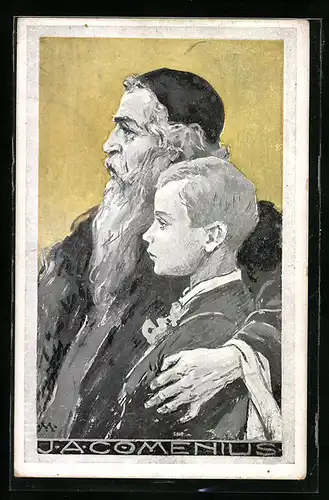 Künstler-AK Philosoph Jacomenius mit einem seiner Schüler