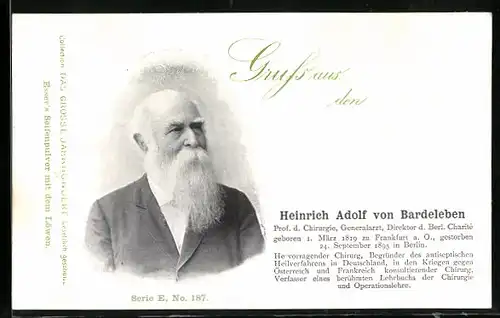 AK Heinrich Adolf von Bardeleben, Professor der Chirurgie