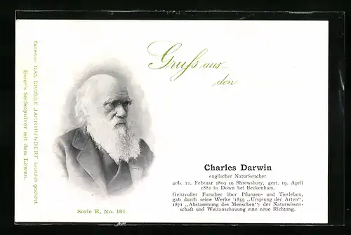 AK Charles Darwin, Englischer Naturforscher