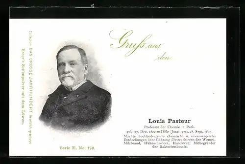 AK Portrait des Chemikers Louis Pasteur