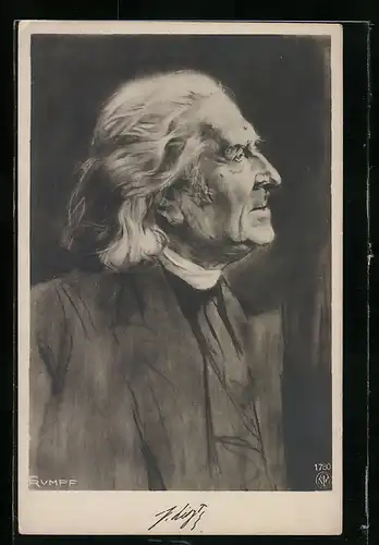 Künstler-AK Portrait Franz Liszt im Profil