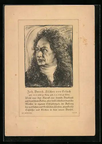 Künstler-AK Bildhauer Joh. Bernh. Fischer von Erlach im Profil