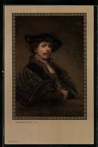 AK Rembrandt in eleganten Klamotten und Hut