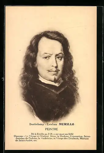 AK Barthélemy-Esteban Murillo mit dunklen langen Haaren