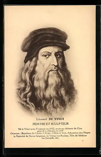AK Portrait Leonardo da Vinci, Bildhauer und Maler
