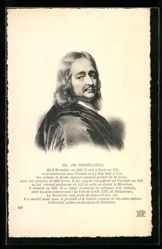 AK Ph. de Champaigne, Maler im schwarzen Mantel