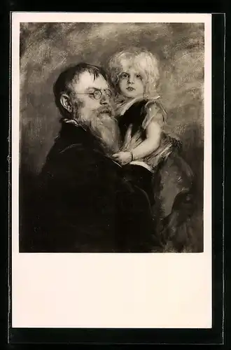Künstler-AK Franz v. Lenbach, Selbstportrait mit Tochter Marion
