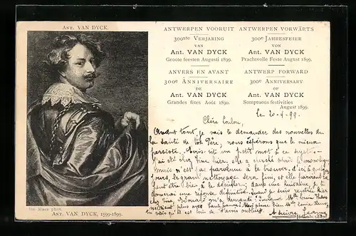 AK Maler Ant. van Dyck schaut über seine Schulter