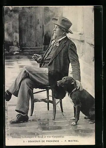 AK Frederic Mistral mit Hund