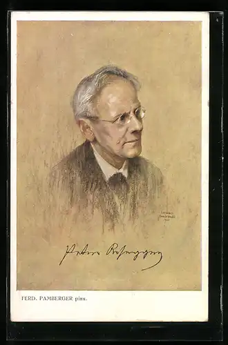 Künstler-AK Peter Rosegger, Portrait des Dichters nach einem Gemälde von Ferdinand Pamberger