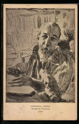 Künstler-AK Anatole France nach Anders Zorn 1906