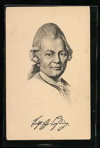 AK Gotthold Ephraim Lessing, Kopfportrait des Autors