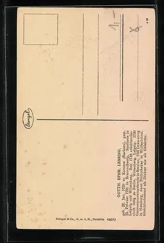 AK Gotthold Ephraim Lessing, Kopfportrait des Autors