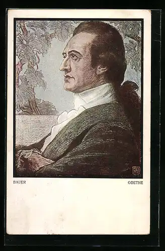 Künstler-AK Goethe im Seitenprofil