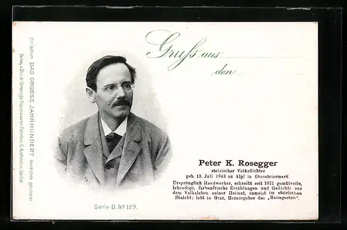 AK Peter K. Rosegger, steirischer Volksdichter im Anzug