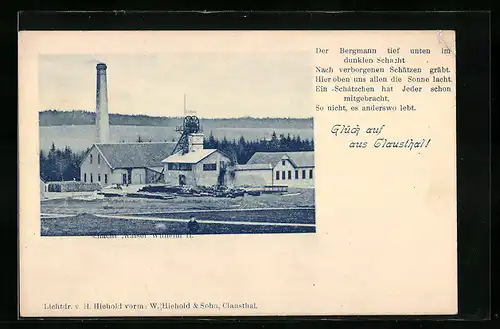 AK Clausthal, Ansicht der Grube Kaiser Wilhelm II., Glück auf!