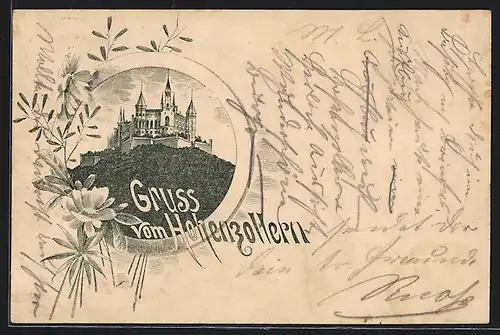 Vorläufer-Lithographie Ganzsache PP9F296 /01: Darstellung der Burg Hohenzollern, 1892
