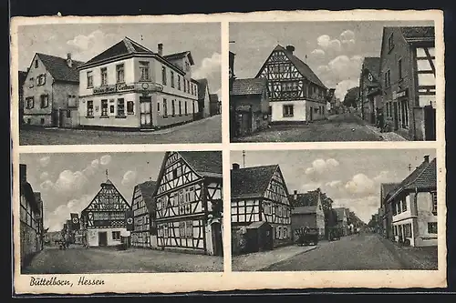 AK Büttelborn /Hessen, Gasthaus zur Krone, Strassenpartie mit 
