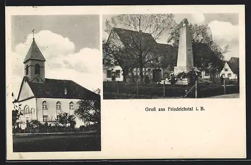 AK Friedrichstal i. B., Kirche, Denkmal
