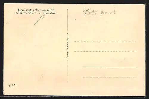 AK Bauerbach, Totalansicht mit Kirche, Rathaus