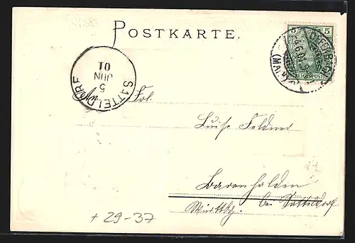 Passepartout-Lithographie Offenbach a. Main, Uferpartie, Wappen