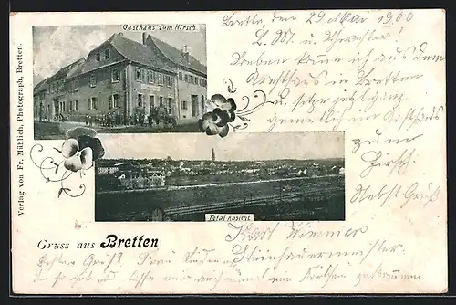 AK Bretten, Gasthaus zum Hirsch, Totalansicht