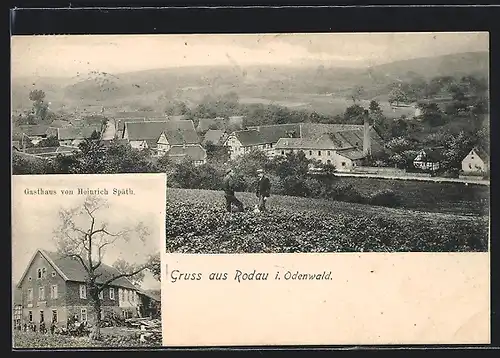 AK Rodau i. Odenwald, Gasthaus von Heinrich Späth, Teilansicht