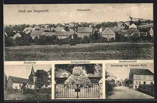 AK Sargenroth, Handlung von Valentin Wald, Nunkirche, Kriegerdenkmal