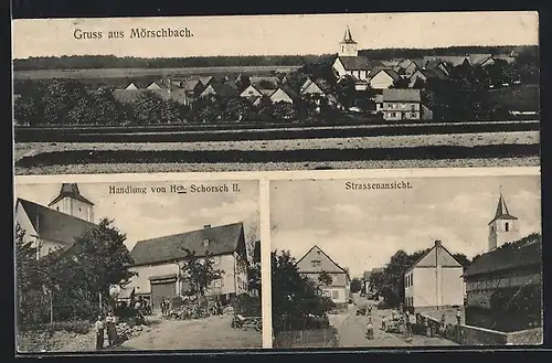 AK Mörschbach, Handlung von Hch. Schorsch II., Strassenansicht, Teilansicht